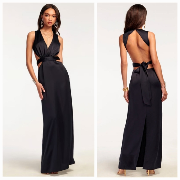Ramy Brook Dresses & Skirts - RAMY BROOK Milan Floor length Black Formal with Cutouts Dress Size 4